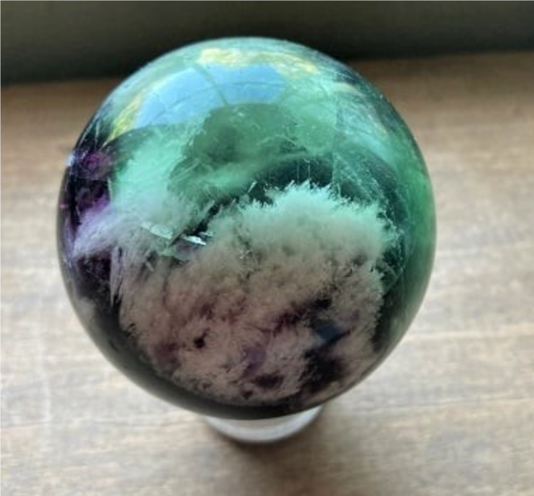 Rainbow Fluorite Flower Polished Sphere