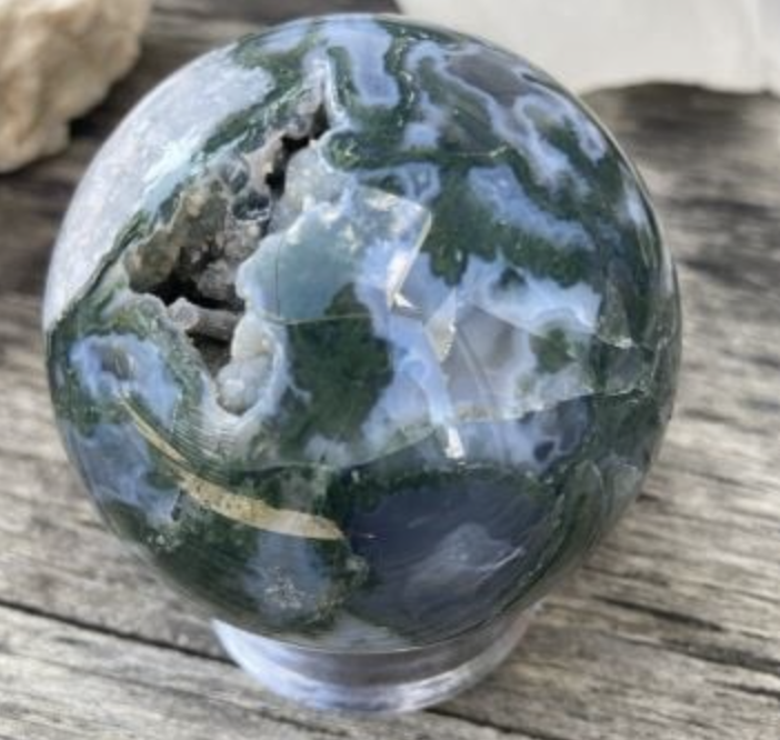 Moss Agate Polished Sphere