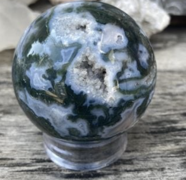 Moss Agate Polished Sphere