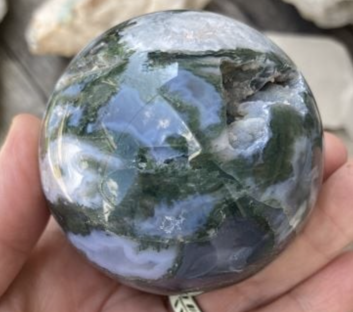 Moss Agate Polished Sphere