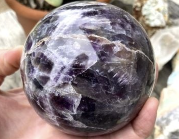 Chevron Amethyst Polished Sphere