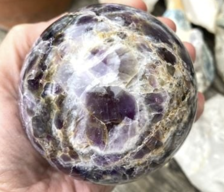 Chevron Amethyst Polished Sphere