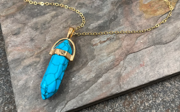 Blue Turquoise Crystal Necklace