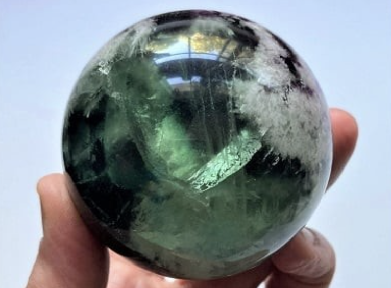 Rainbow Fluorite Flower Polished Sphere